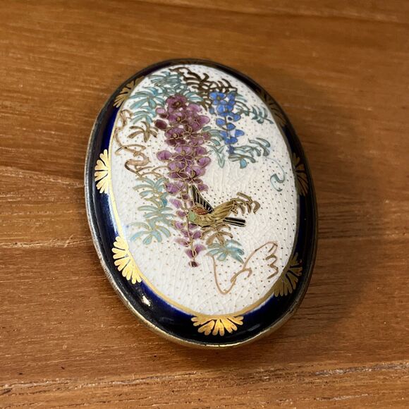 Antique Rare Victorian Floral Enamel Gold Gilded Belt Buckle Ornate On Brass main image 9